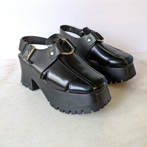 NWT Free People Astoria Cut Out Leather Harness Platform Clogs